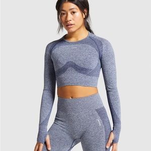 Gymshark Flex Sport Long Sleeve Crop Top - Navy